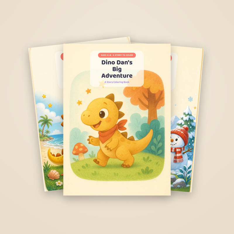 The three Dino Dan's Adventures book covers: Dino Dan's Big Adventure, Dino Dan's Beach Adventure, Dino Dan's Snowy Adventure